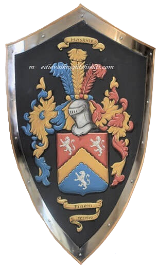 Haskins Familienwappen - Wappenschild mit Goldrand