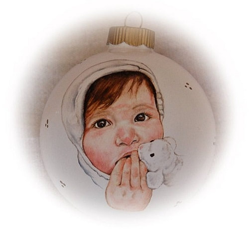 Handgemalte Weihnachtskugeln -  Babyportrait, Portraitmalerei Christbaumkugeln 