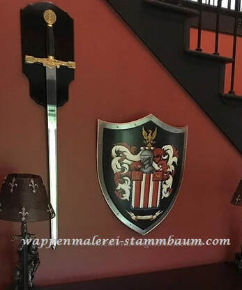 Ritterschield - Wappenschilde mit handbemalte Familienwappen