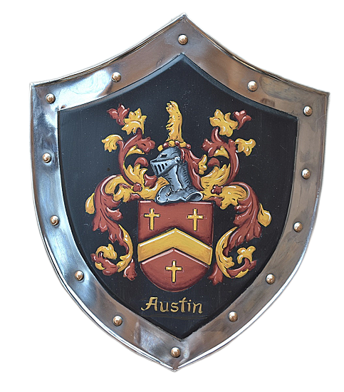 Wappenschild Austin Familienwappen auf Schwarz