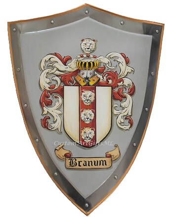 Branum Familienwappen Wappenschild Metall