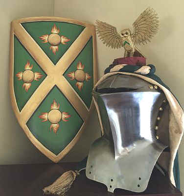 Mittelalter Schild Wanddekoration bemalt mit ihrem Wappen