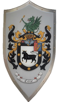 Langspitzschild - Wappen Cole Mittelalter Ritterschild handgemalt