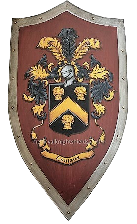 Handgemaltes antikisiertes Ritterschild  mit Famiienwappen 
