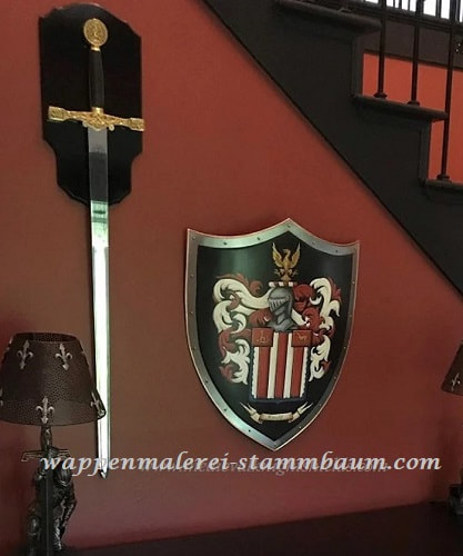 Ritterschield - Wappenschilde mit handbemalte Familienwappen