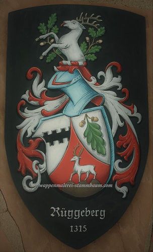 Wappenschild 81 x 61 cm mit Familienwappen  Rueggeberg