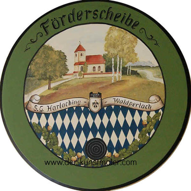 Handbemalte Schützenscheiben -Foerderscheibe Schiessverein