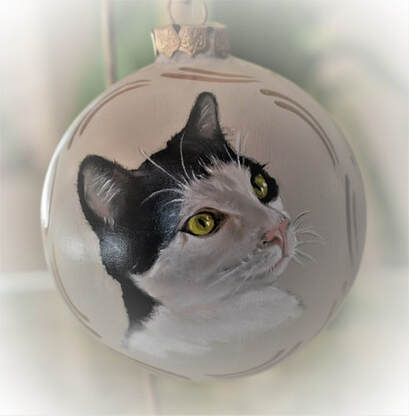 Katzenportrait,  Portraitmalerei Weihnachtskugeln