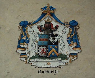 Wappen Cornielje gemalt auf Leder