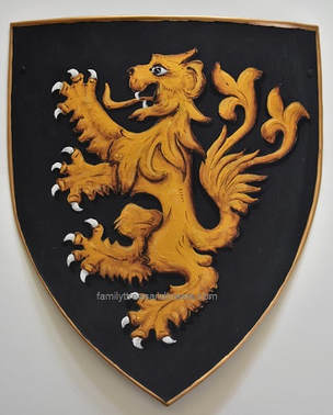 Ritterschild - King Wappen, Goldener Loewe auf Schwarz