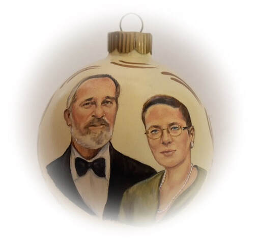 Portraitmalerei Handgemalte Weihnachtskugeln -  Ehepaar  Portrait Christbaumkugeln
