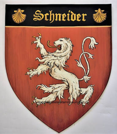 Metall Hausschild mit Schneider Wappen