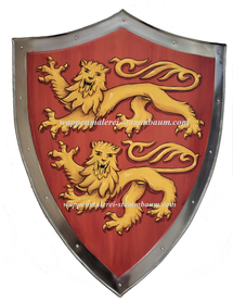 Normandie Schild - Ritterschild Löwe auf Antikweiß 