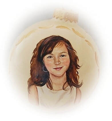 Kinderportrait, handgemalte Porträtmalerei auf Christbaumkugeln