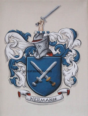 Wappen Hermann handgemalt auf Aquarellpapier 