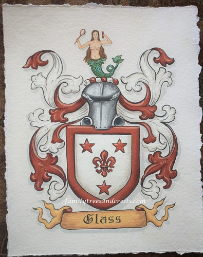 Glass Familienwappen auf handgeschöpftes  Aquarellpapier gemalt