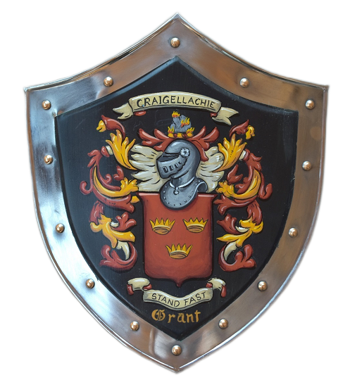 Wappenschild  Grant Familienwappen auf Schwarz