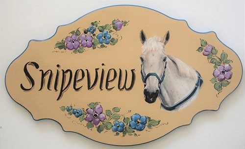Geschenke für Pferdeliebhaber. Pferdeboxenschilder ornate, mit handgemalte Pferdeporträt