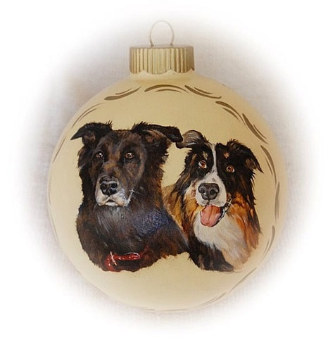 Hundeportrait Portraitmalerei Handgemalte Weihnachtskugeln