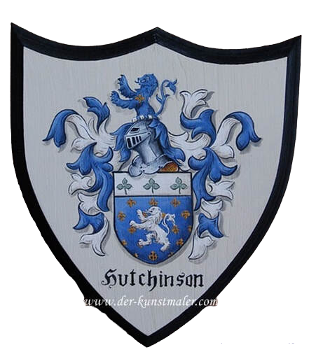 Hutchinson Familienwappen Wappenschild Holz