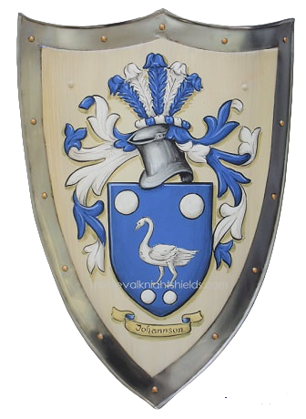 Handgemaltes Wappenschild Metall - Johannson Familienwappen