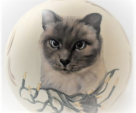 Handgemalte Weihnachtskugeln - Katzenportrait  Portraitmalerei Christbaumkugeln 