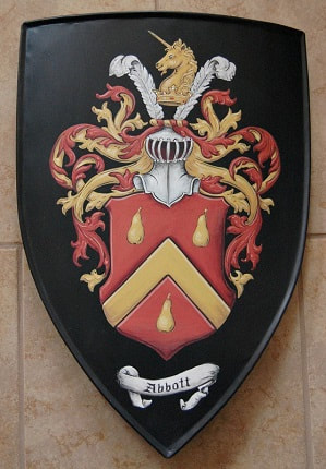 Wappenschild handbemalt - Dreieckschild Stahl - Schild mit Familienwappen