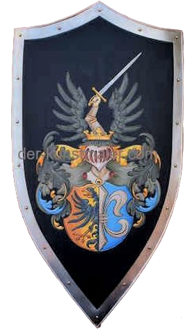 Handgemaltes Ritterschild  Wappen - Langspitzschild