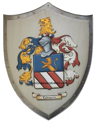 Mittelalter Schild, Wappenschild mit Lehmann Famileinwappen - handgemalt