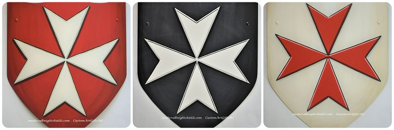 Malteserkreuz, Malteser Wappen handgemaltes Ritterschild