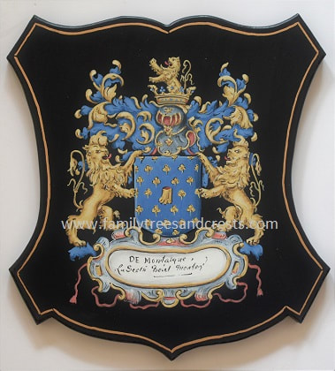 Wappenschild Holz-  Familienwappen Michel de-Montaigne 