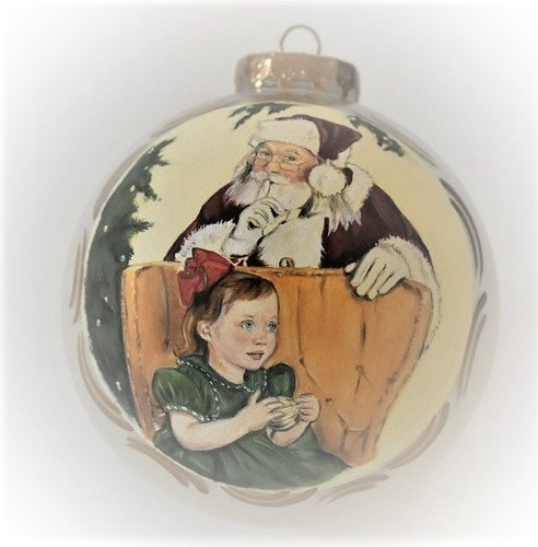 Baby - Kinderportrait mit Weihnachtsmann - Christbaumkugeln