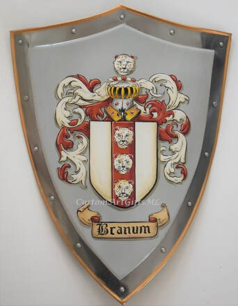 Branum Familienwappen Wappenschild Metall