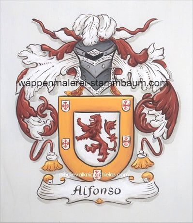 Alfonso Wappen handgemalt auf Aluminium Hausschild