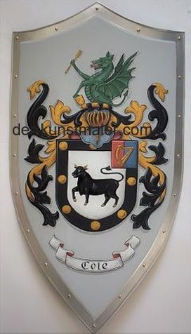 Langspitzschild - Wappen Cole Mittelalter Ritterschild handgemalt