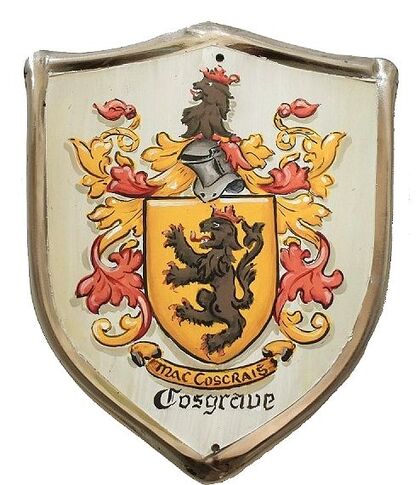 Cosgrave Familienwappen  Türschild- Metall Wappenschild