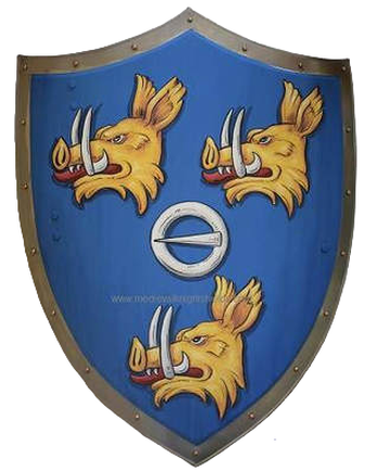 Mittelalter Schild Ferguson Wappen mit Wildschwein Kopf