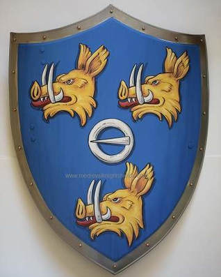 Mittelalter Schild Ferguson Wappen mit Wildschwein Kopf