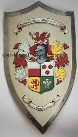 Handgemaltes Ritterschild  Howell Wappen - Langspitzschild