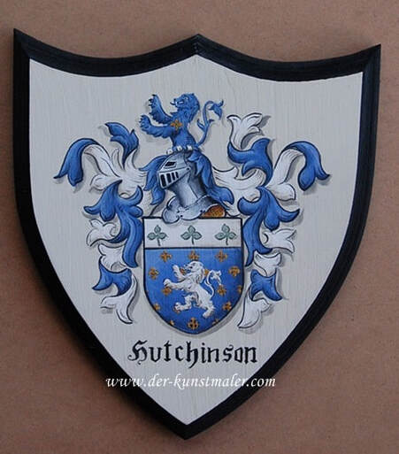 Hutchinson Familienwappen Wappenschild Holz