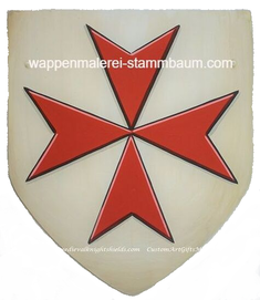 Kreuzritter Schild, Malteserkreuz, Malteser Wappen Ritterschild Antikweiss