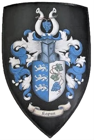 Wappen auf Ritterschild, Familienwappen Kapun - Schild Metall