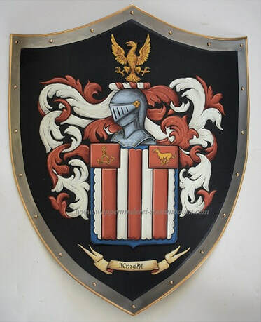 Knight Familienwappen - Wappenschild mit Goldrand
