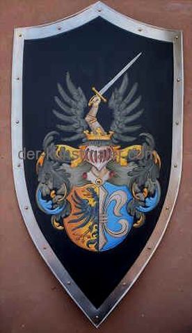 Handgemaltes Ritterschild  Wappen - Langspitzschild