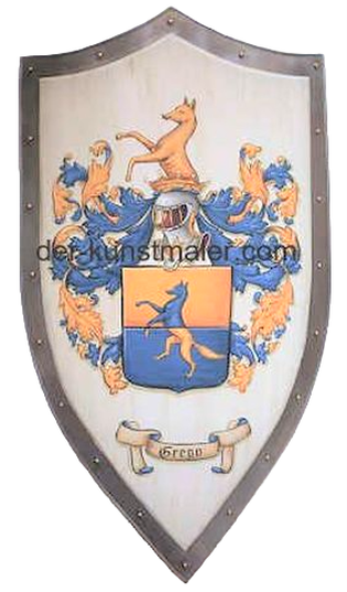 Langspitzschild - Wappen Grego Mittelalter Ritterschild handgemalt