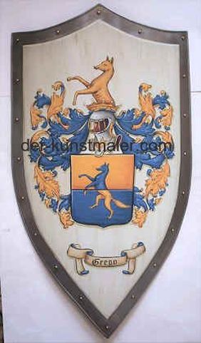 Langspitzschild - Wappen Grego Mittelalter Ritterschild handgemalt