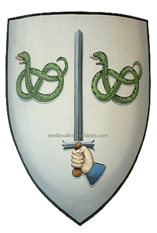 O'Day Mittelalter Schild Wappen mit Schwert und Schlange