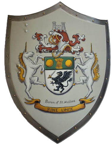 Vierspitzschild - Wappen Baron v. Mullins Mittelalter Ritterschild handgemalt