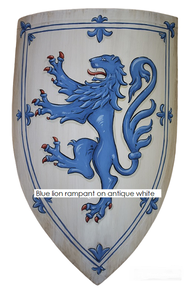 Kreuzritter Schild, Wappenschild Holz mit Aufsteigender Löwe