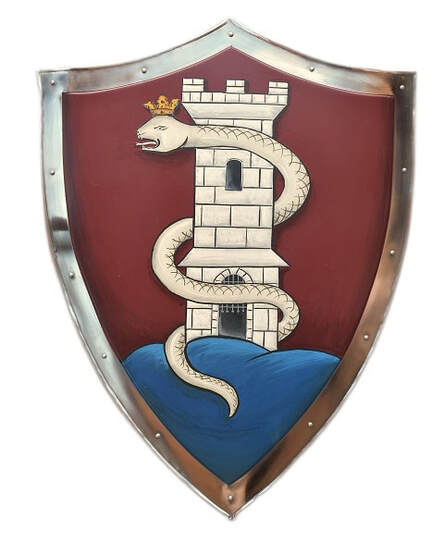 Wappenschild mit Turm und Schlange
